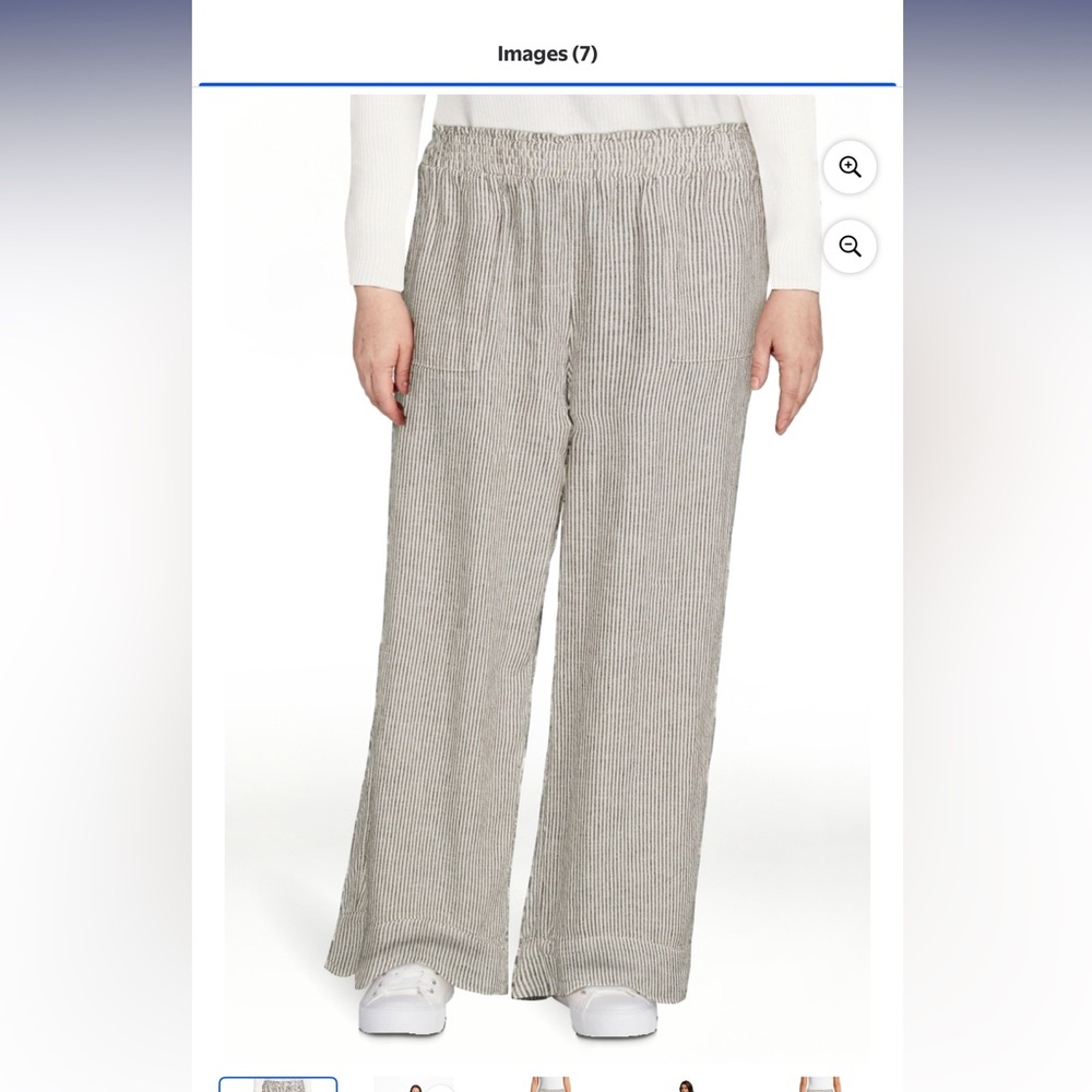 NWT Striped Smock Waist Linen Pant